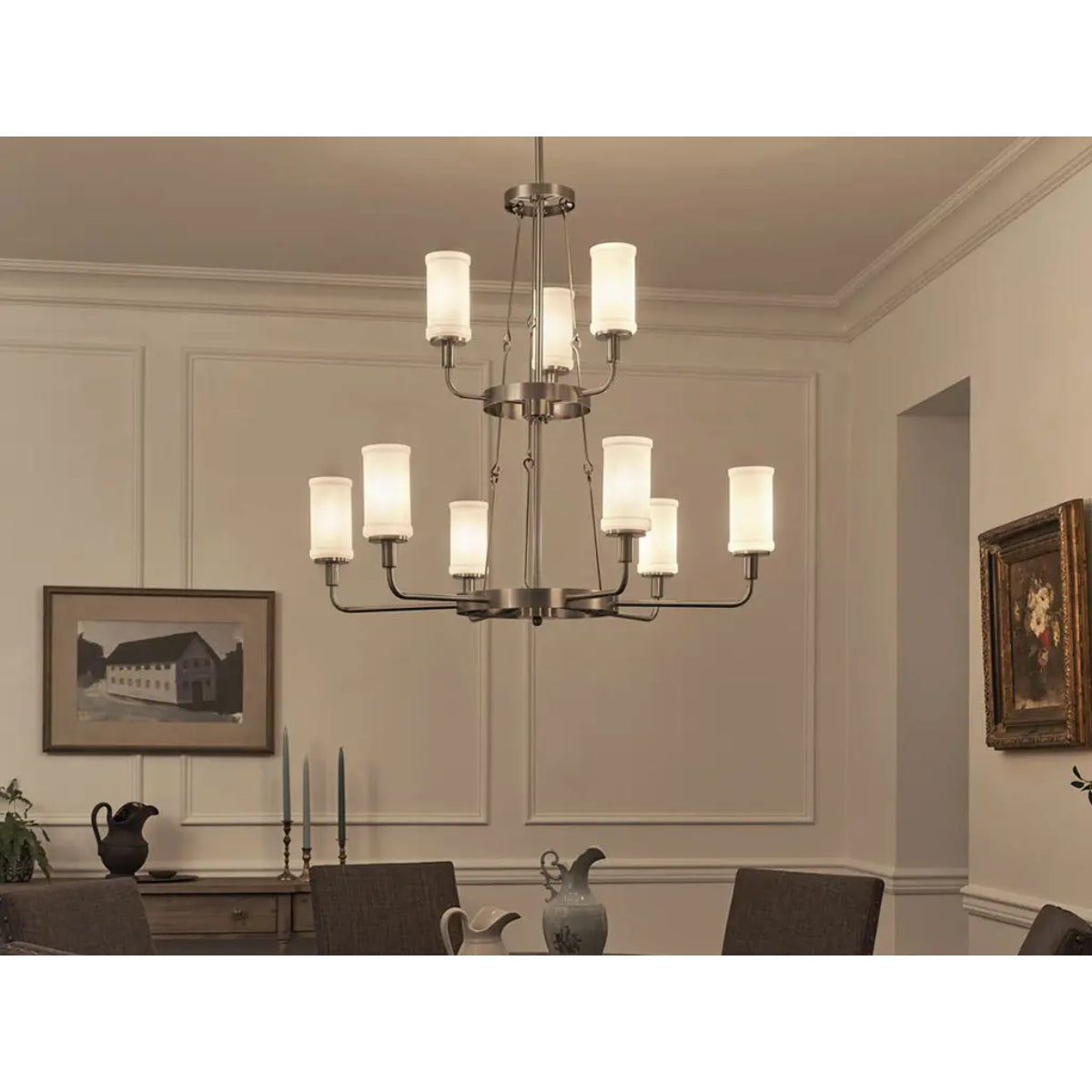 Vetivene 40" 9-Light Chandelier, Classic Pewter Finish - Bees Lighting