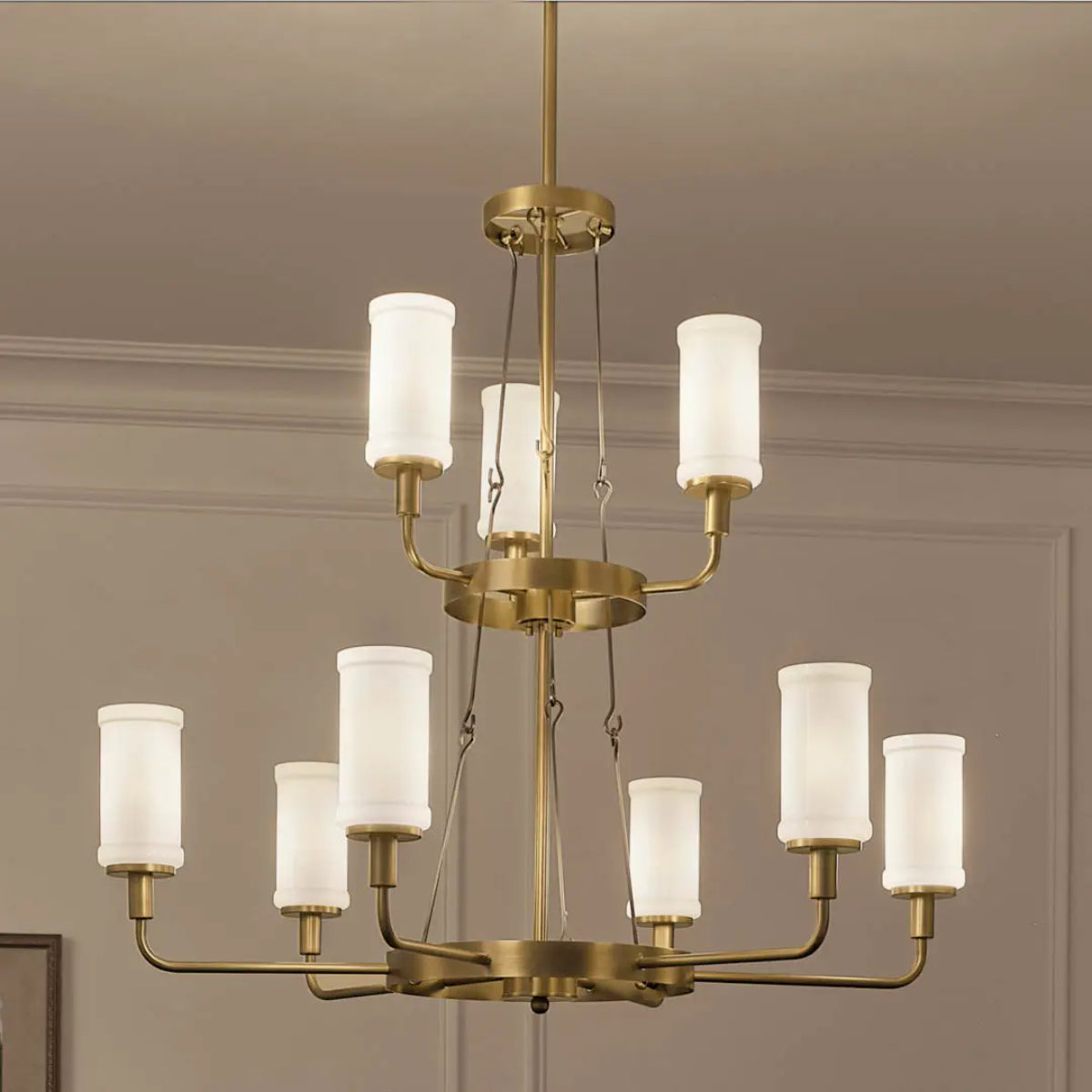 Vetivene 40" 9-Light Chandelier, Natural Brass Finish - Bees Lighting