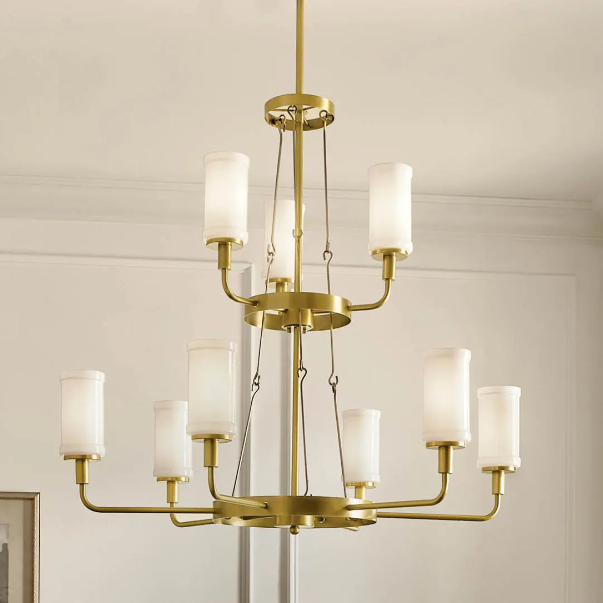 Vetivene 40" 9-Light Chandelier, Natural Brass Finish - Bees Lighting