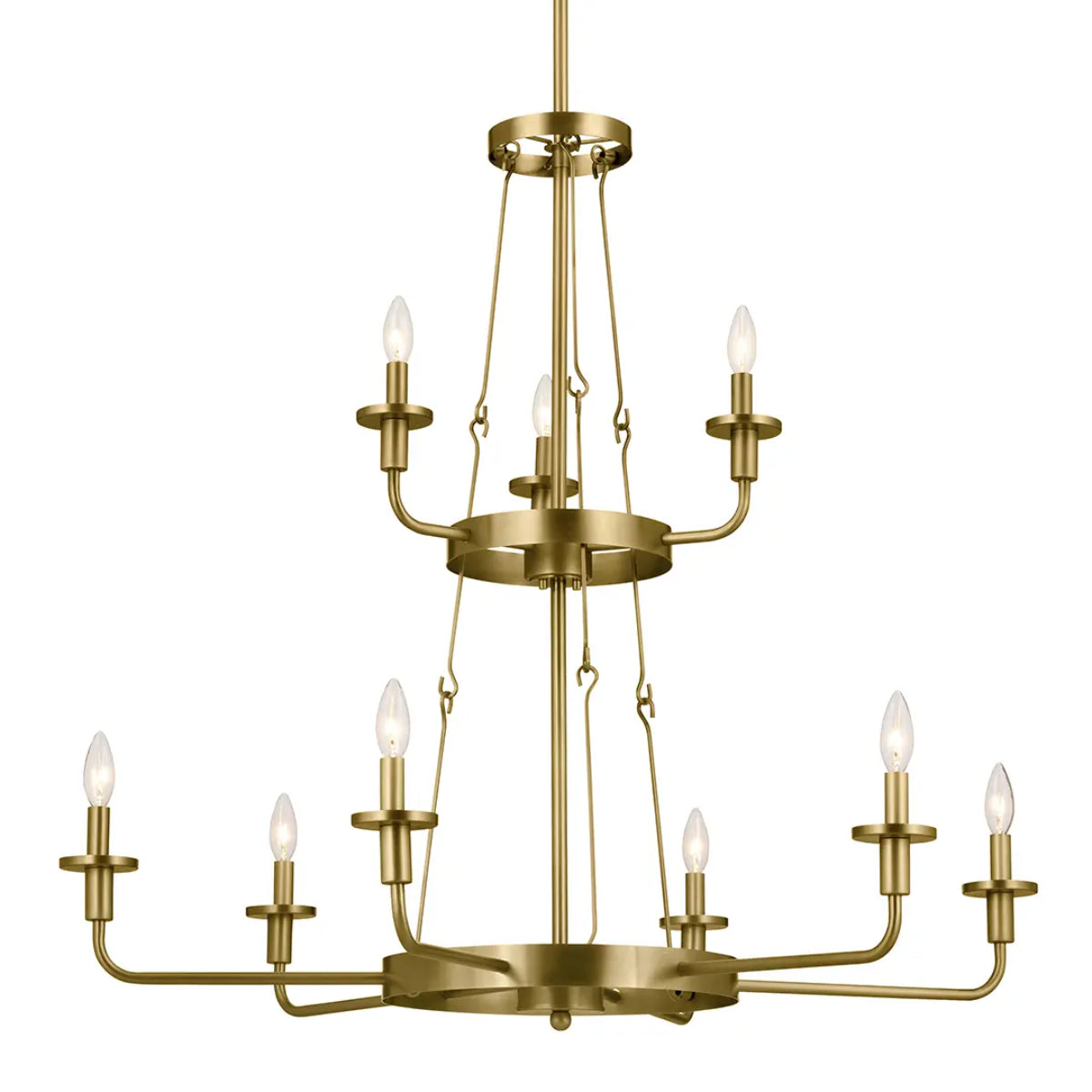 Vetivene 40" 9-Light Chandelier, Natural Brass Finish - Bees Lighting