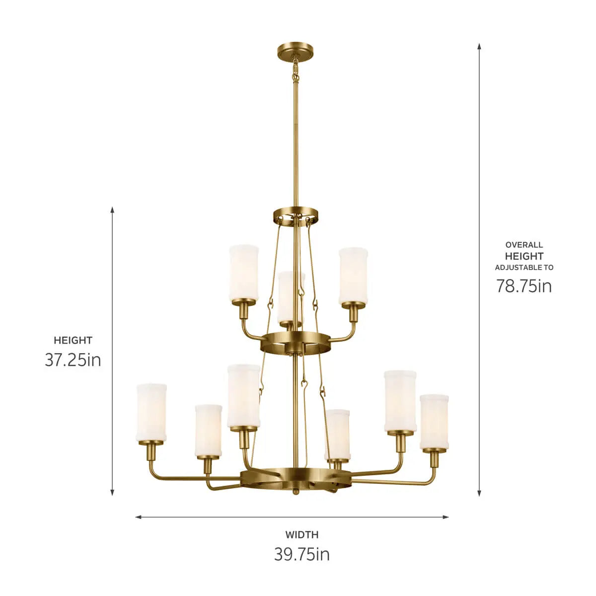 Vetivene 40" 9-Light Chandelier, Natural Brass Finish - Bees Lighting