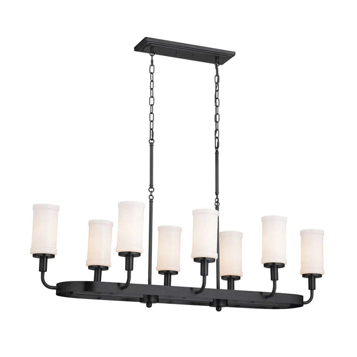 Vetivene 47" 8-Light Linear Chandelier, Textured Black Finish - Bees Lighting