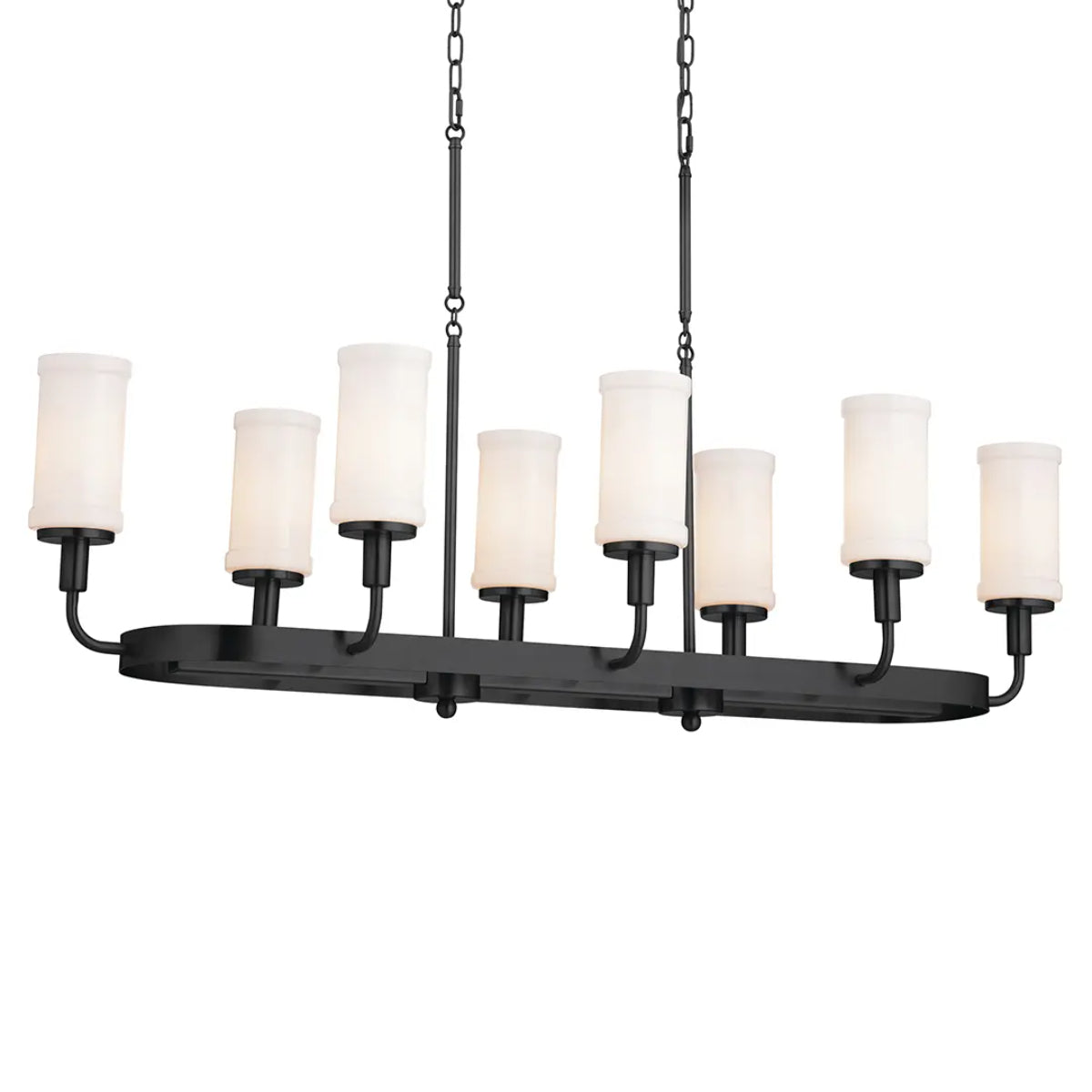 Vetivene 47" 8-Light Linear Chandelier, Textured Black Finish - Bees Lighting