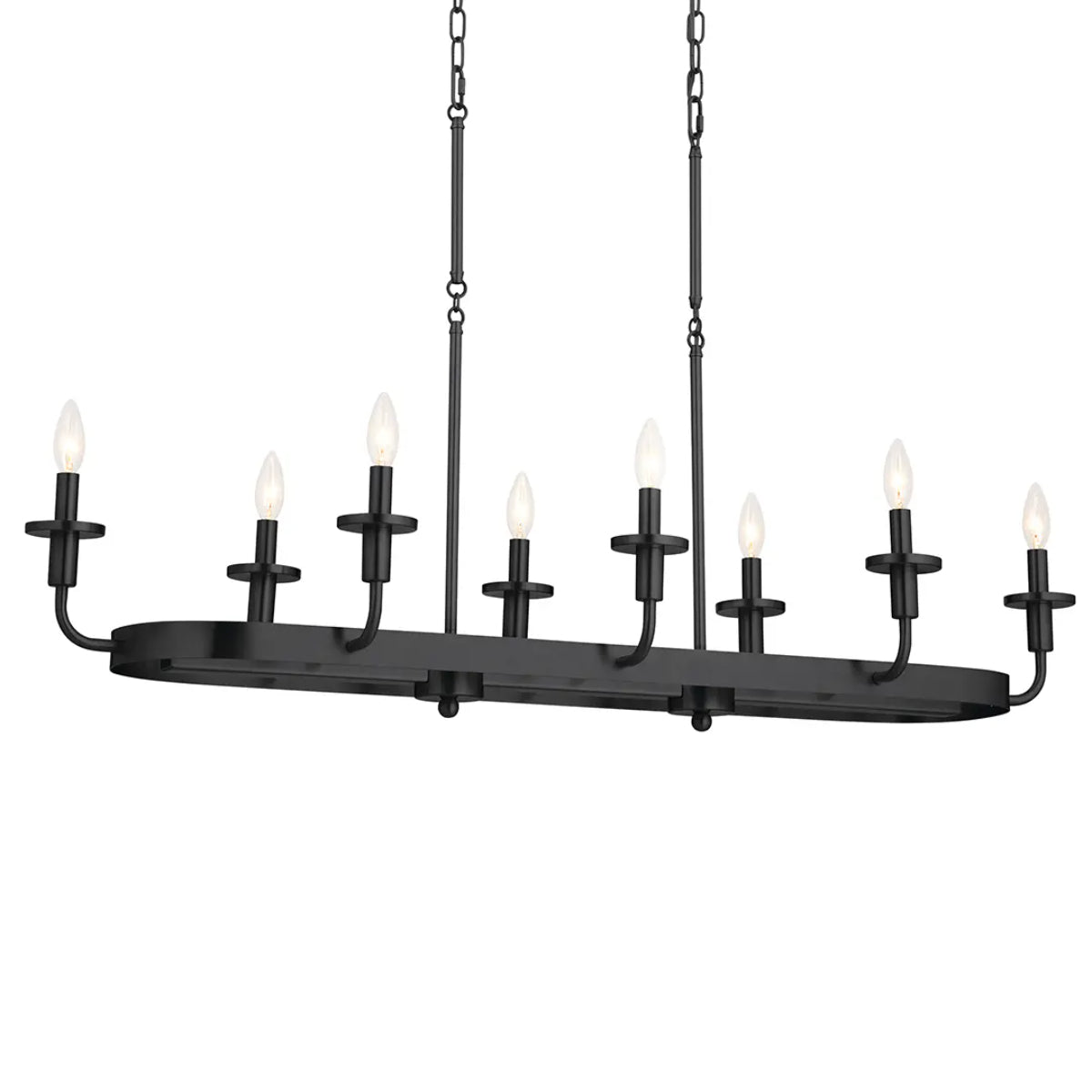 Vetivene 47" 8-Light Linear Chandelier, Textured Black Finish - Bees Lighting