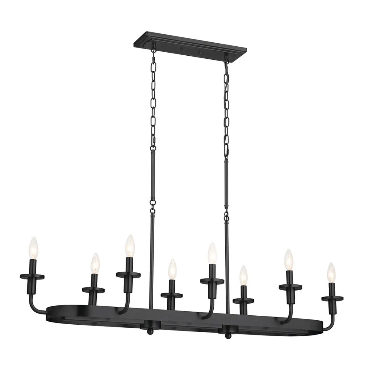 Vetivene 47" 8-Light Linear Chandelier, Textured Black Finish - Bees Lighting