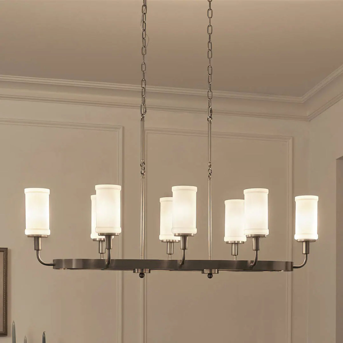 Vetivene 47" 8-Light Linear Chandelier, Classic Pewter Finish - Bees Lighting