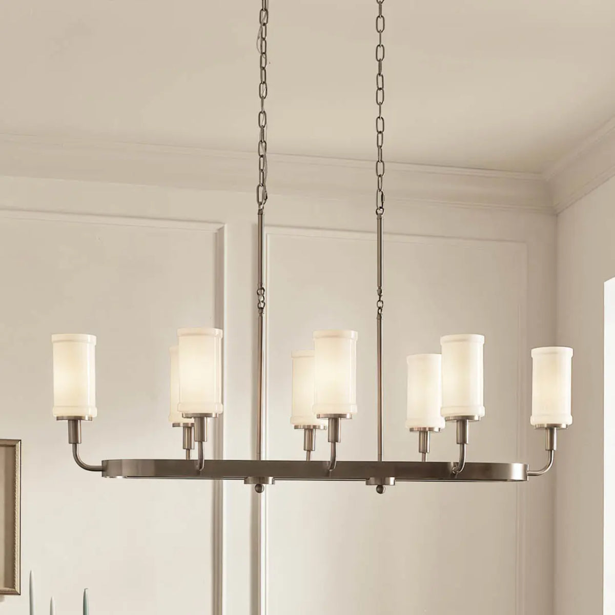 Vetivene 47" 8-Light Linear Chandelier, Classic Pewter Finish - Bees Lighting