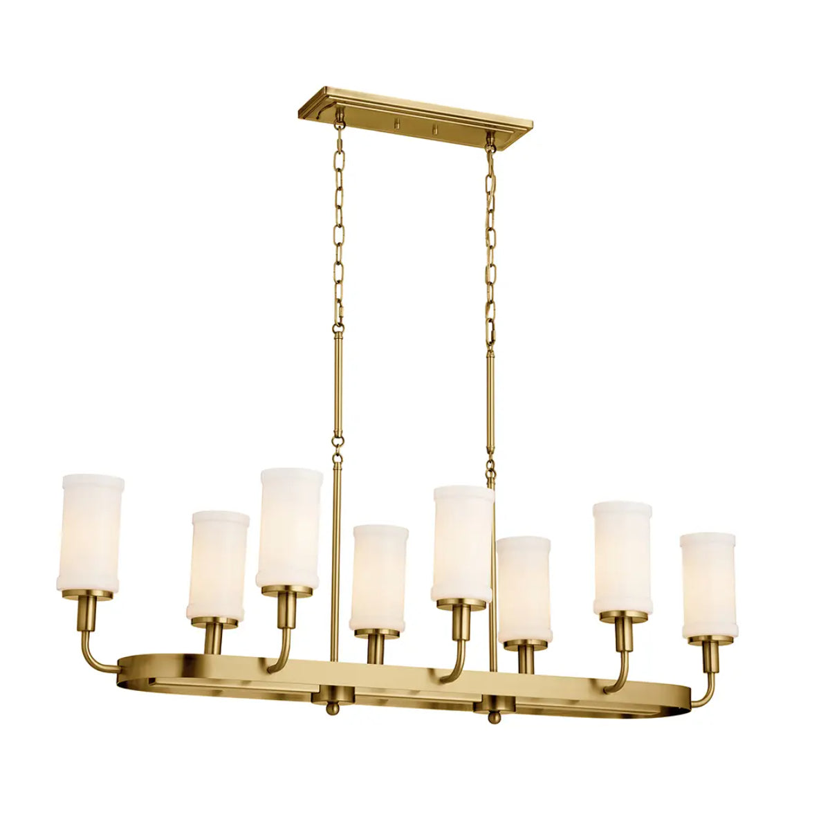 Vetivene 47" 8-Light Linear Chandelier, Natural Brass Finish - Bees Lighting