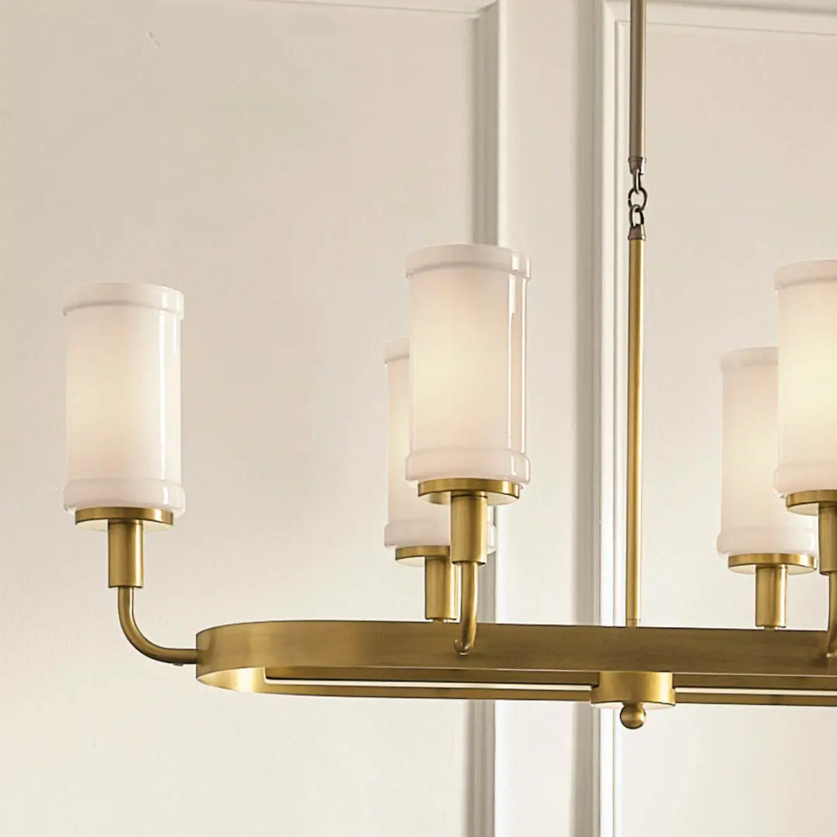 Vetivene 47" 8-Light Linear Chandelier, Natural Brass Finish - Bees Lighting