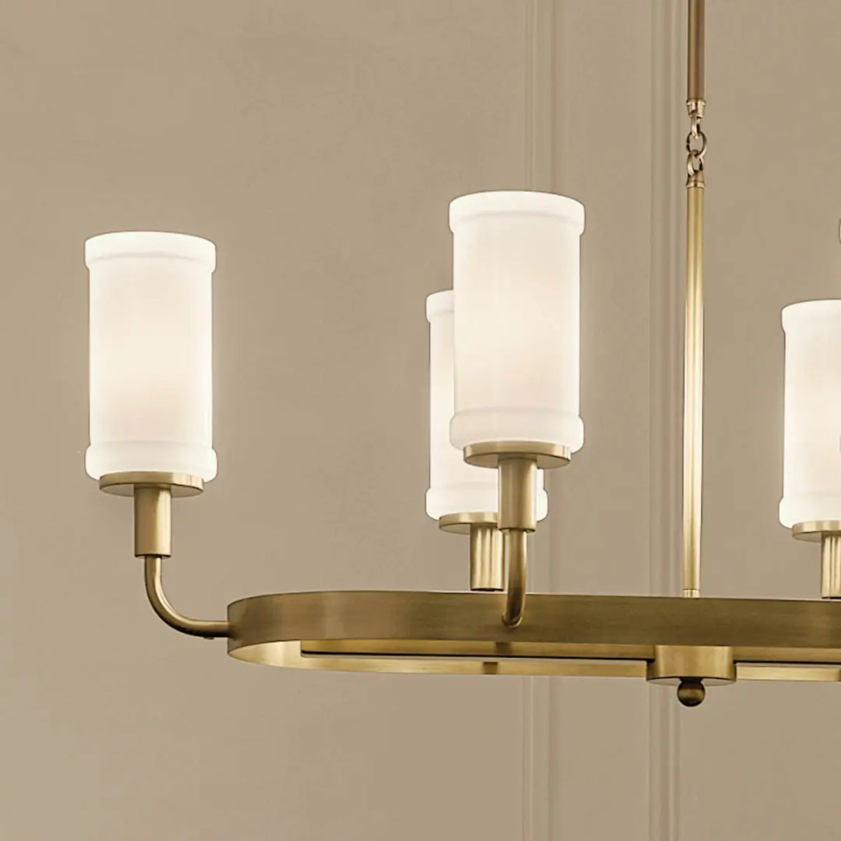 Vetivene 47" 8-Light Linear Chandelier, Natural Brass Finish - Bees Lighting