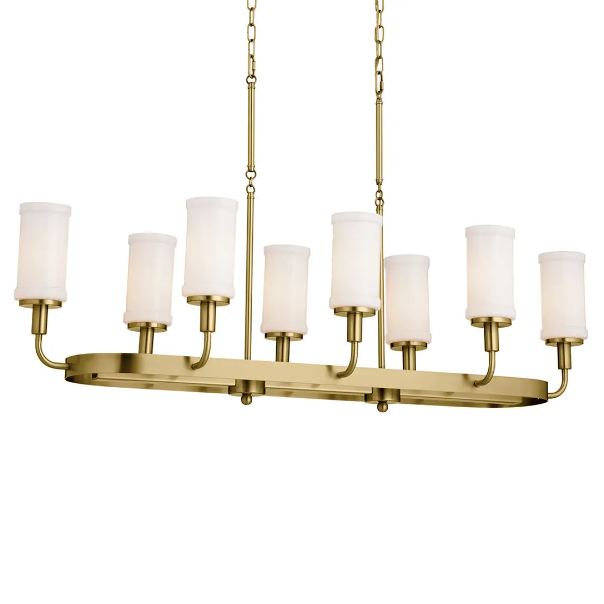 Vetivene 47" 8-Light Linear Chandelier, Natural Brass Finish - Bees Lighting