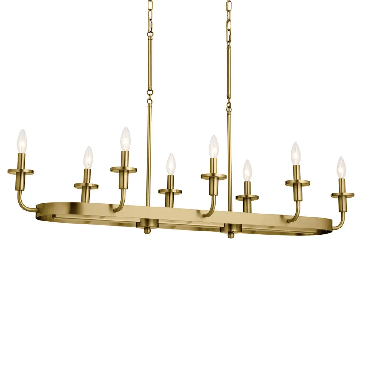 Vetivene 47" 8-Light Linear Chandelier, Natural Brass Finish - Bees Lighting