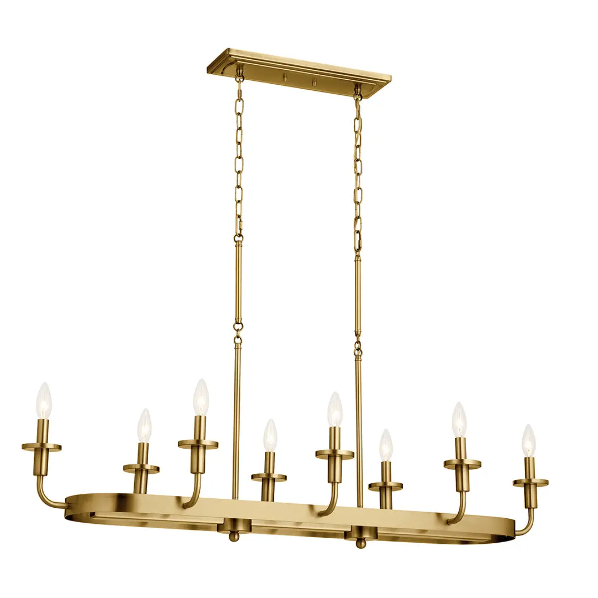 Vetivene 47" 8-Light Linear Chandelier, Natural Brass Finish - Bees Lighting