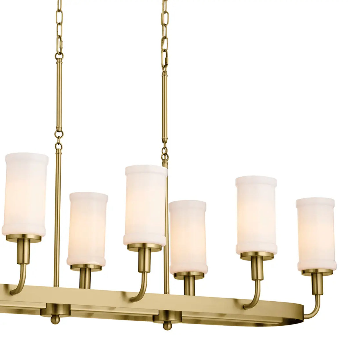 Vetivene 47" 8-Light Linear Chandelier, Natural Brass Finish - Bees Lighting