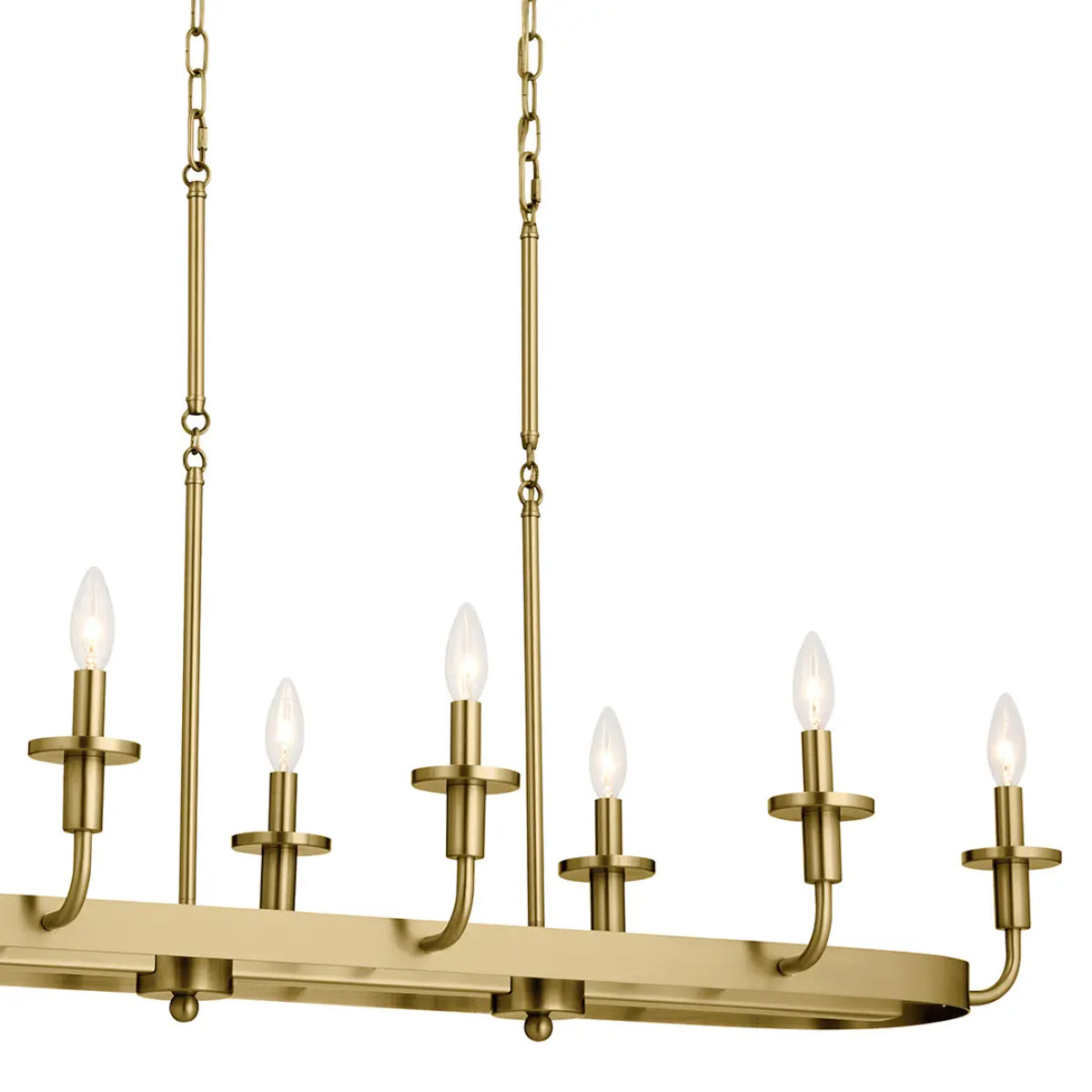 Vetivene 47" 8-Light Linear Chandelier, Natural Brass Finish - Bees Lighting