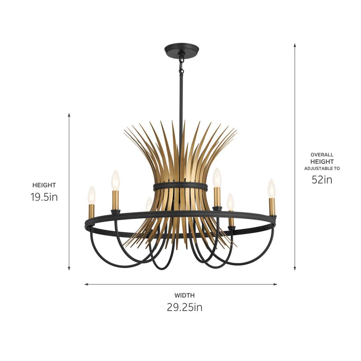 Baile 29" 6-Light Chandelier 1-Tier, Black Finish - Bees Lighting