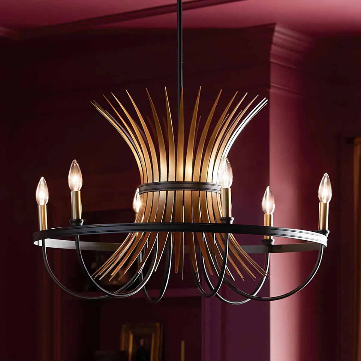 Baile 29" 6-Light Chandelier 1-Tier, Black Finish - Bees Lighting