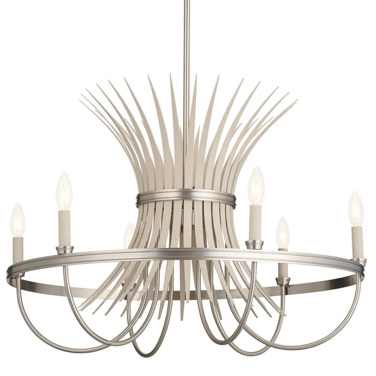 Baile 29" 6-Light Chandelier 1-Tier, Brushed Nickel Finish - Bees Lighting