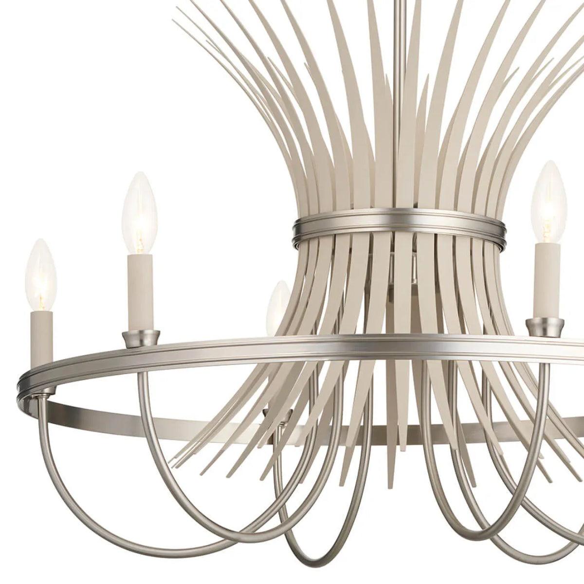 Baile 29" 6-Light Chandelier 1-Tier, Brushed Nickel Finish - Bees Lighting