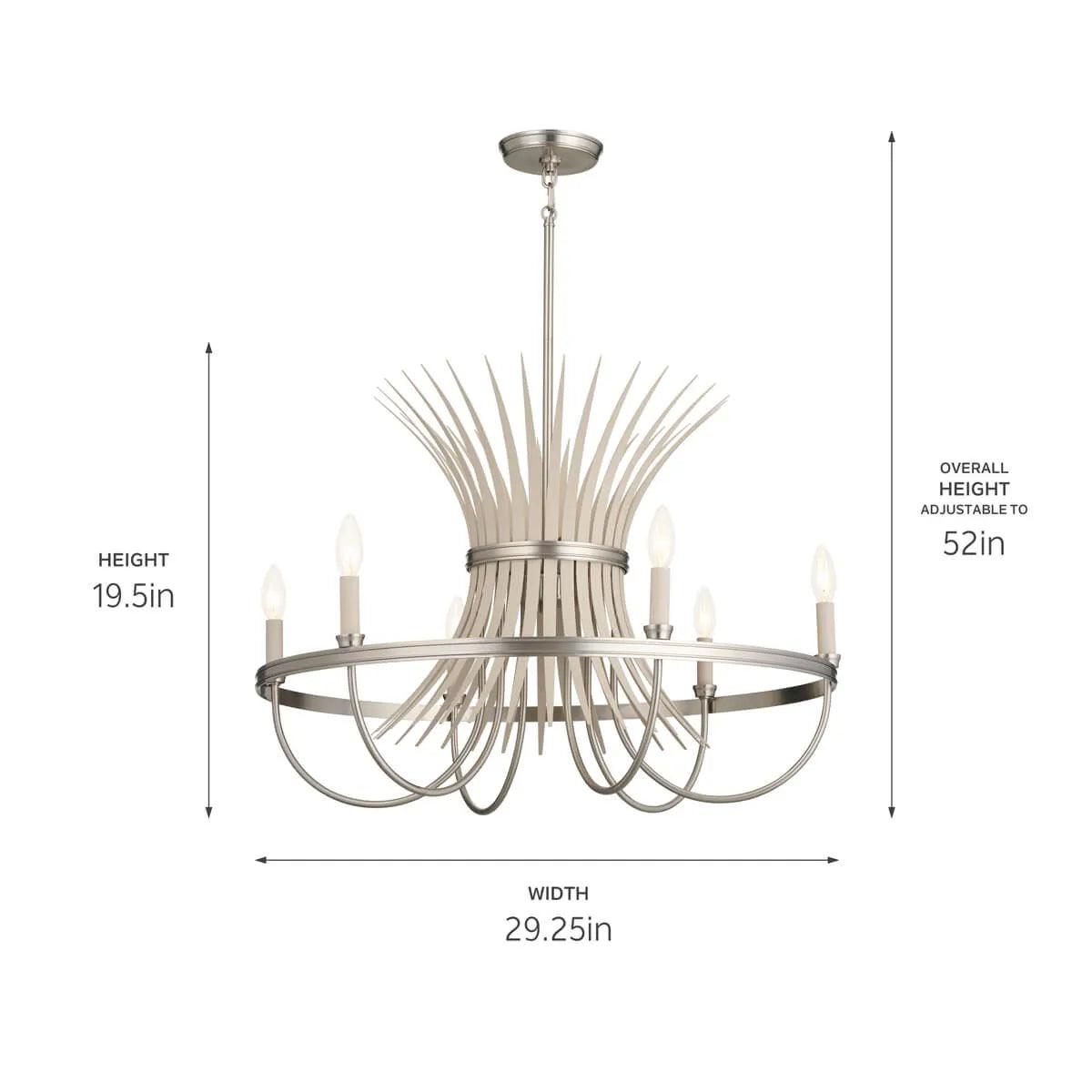 Baile 29" 6-Light Chandelier 1-Tier, Brushed Nickel Finish - Bees Lighting