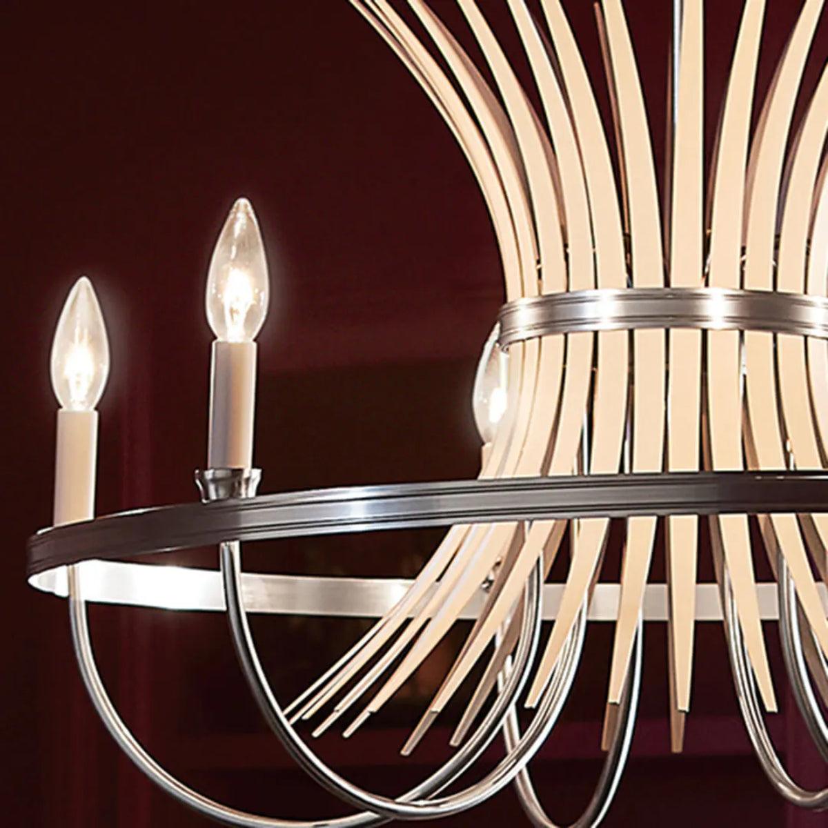 Baile 29" 6-Light Chandelier 1-Tier, Brushed Nickel Finish - Bees Lighting