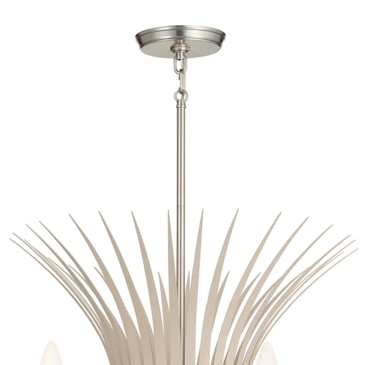 Baile 37" 10-Light Chandelier 1-Tier, Brushed Nickel and Greige Finish - Bees Lighting