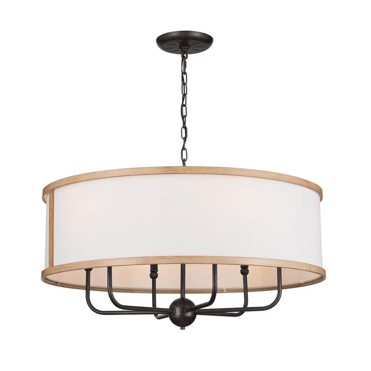 Kichler Heddle Chandelier With Fabric Drum Shade - Bees Lighting