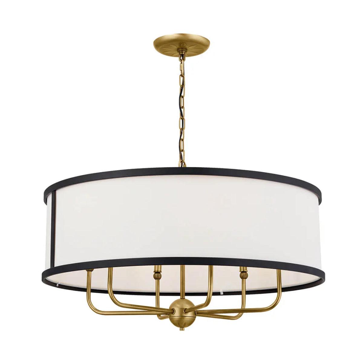 Kichler Heddle Chandelier With Fabric Drum Shade - Bees Lighting