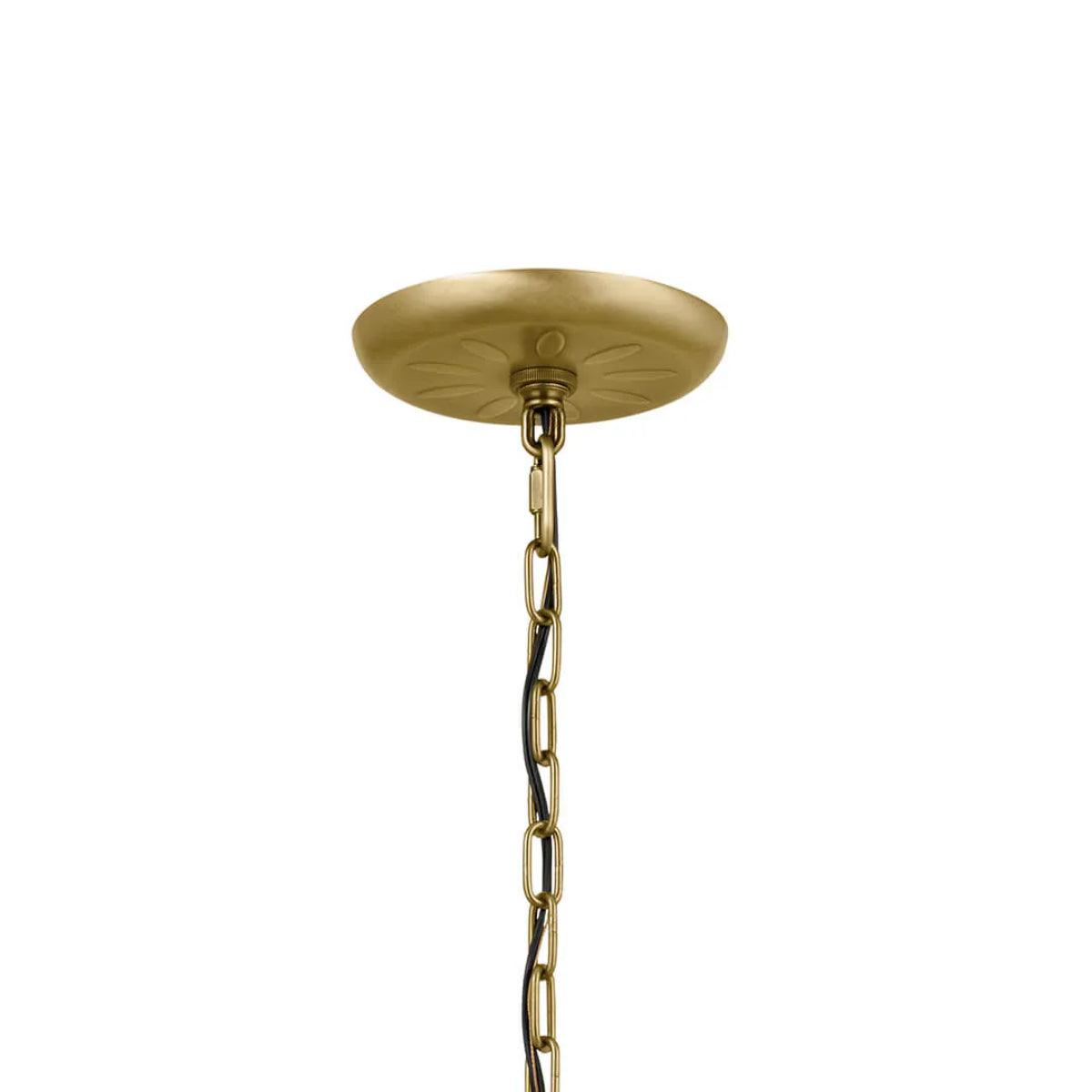 Heddle 31" 6-Light Chandelier with Fabric drum shade, Natural Brass Finish