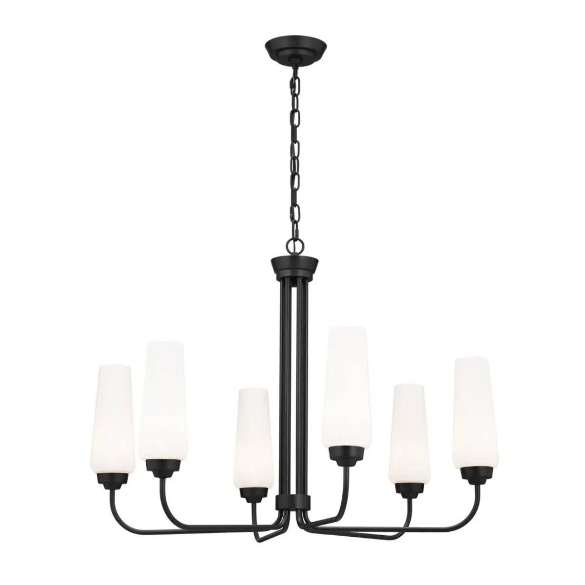 Truby 29" 6-Light Chandelier, Black Finish - Bees Lighting