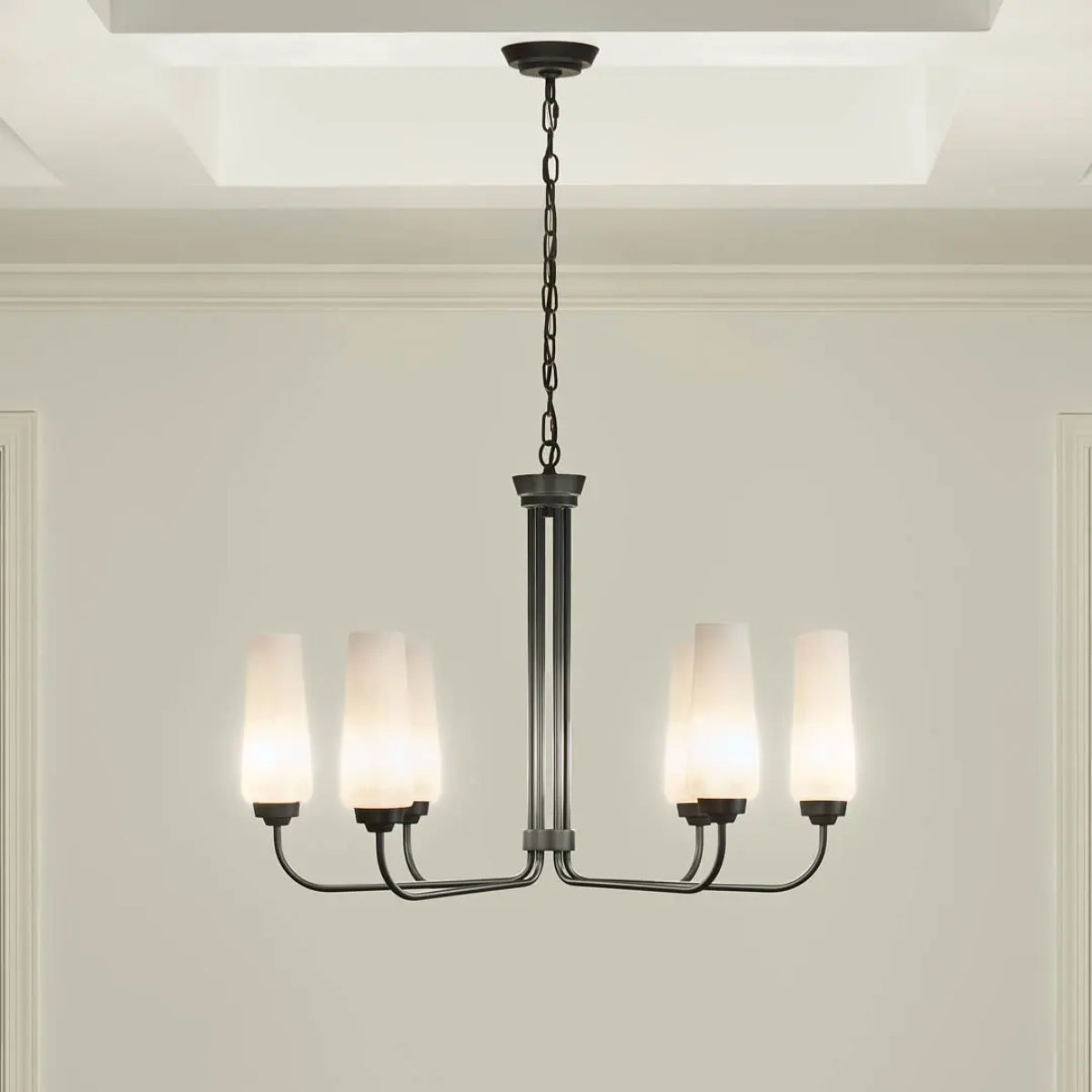 Truby 29" 6-Light Chandelier, Black Finish - Bees Lighting