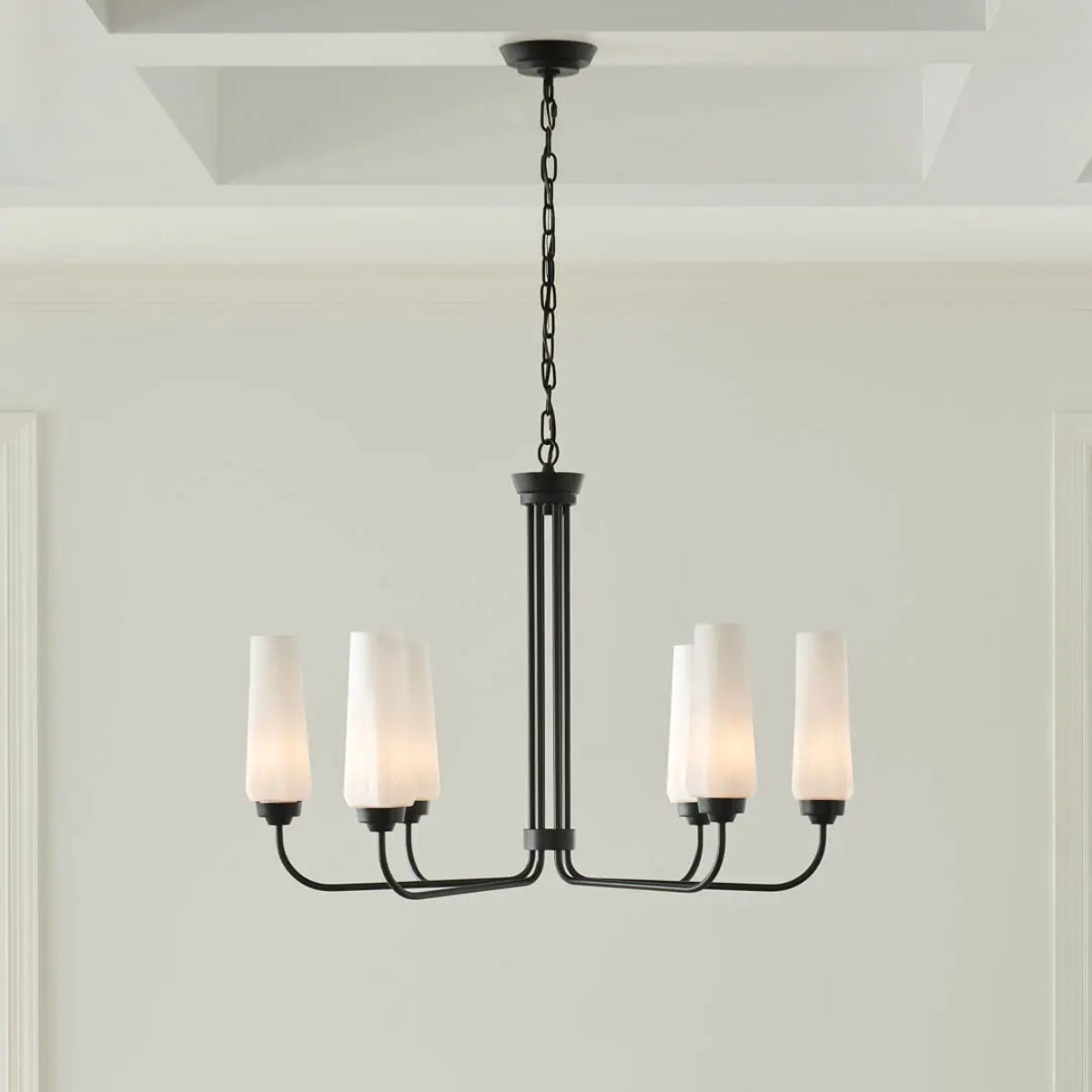 Truby 29" 6-Light Chandelier, Black Finish - Bees Lighting