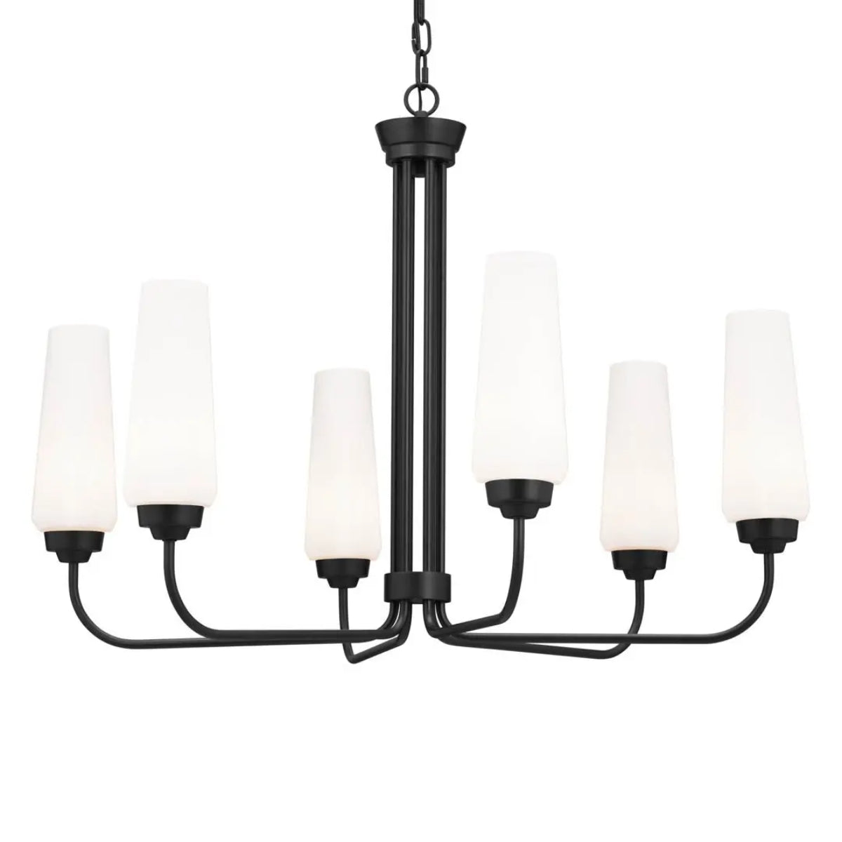 Truby 29" 6-Light Chandelier, Black Finish - Bees Lighting