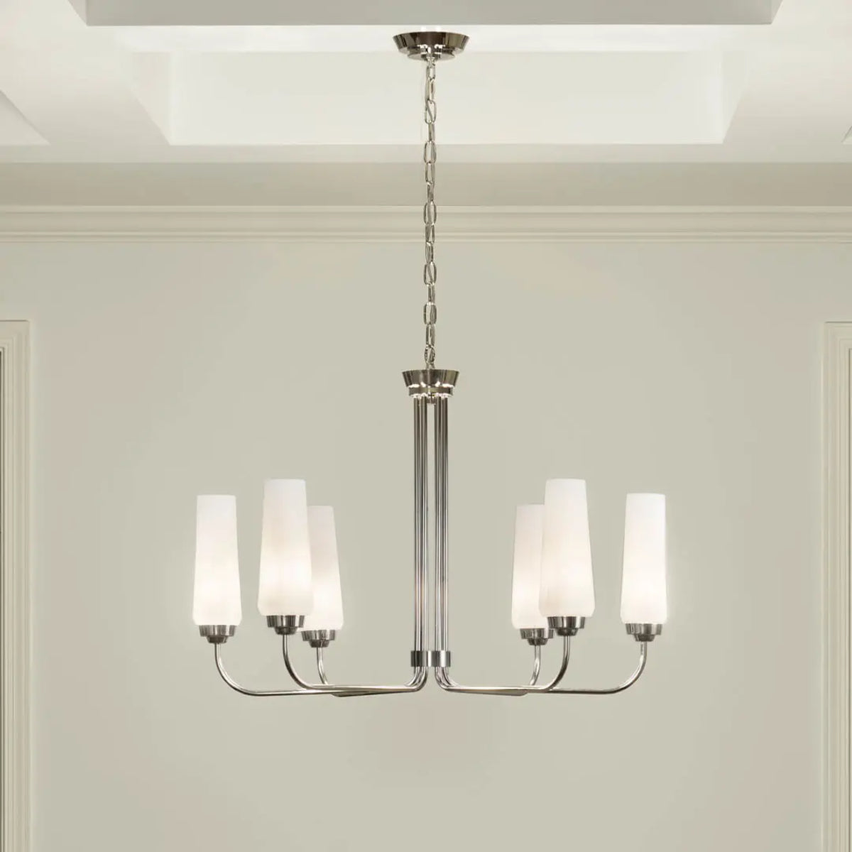 Truby 29" 6-Light Chandelier, Polished Nickel Finish - Bees Lighting