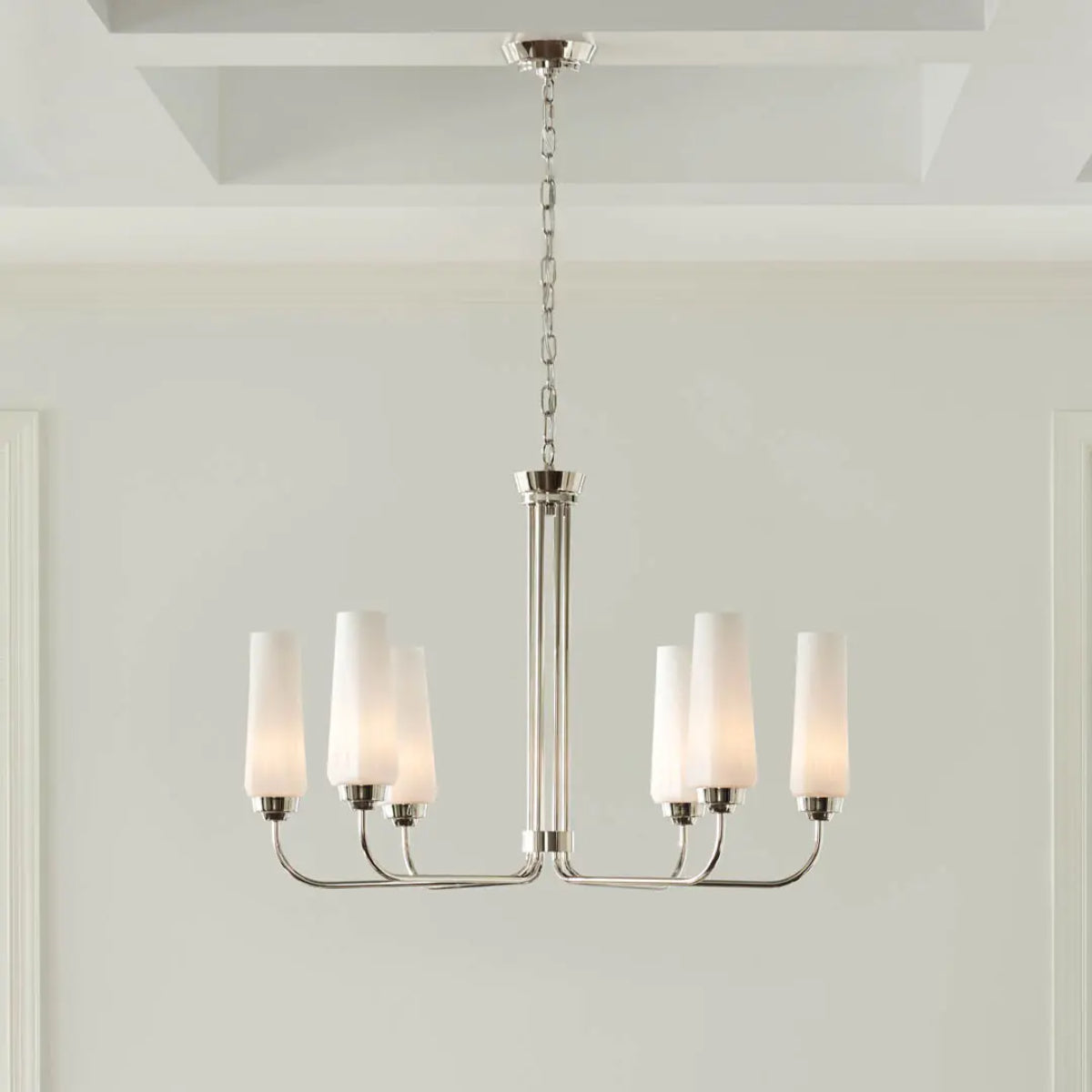 Truby 29" 6-Light Chandelier, Polished Nickel Finish - Bees Lighting