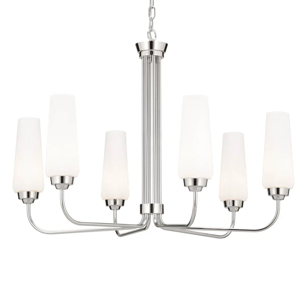 Truby 29" 6-Light Chandelier, Polished Nickel Finish - Bees Lighting