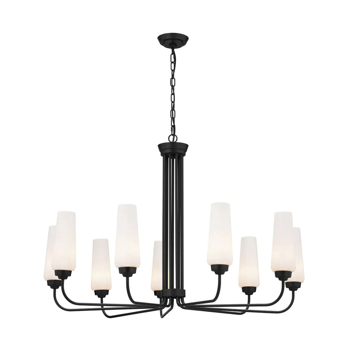 Truby 38" 9-Light Chandelier, Black Finish