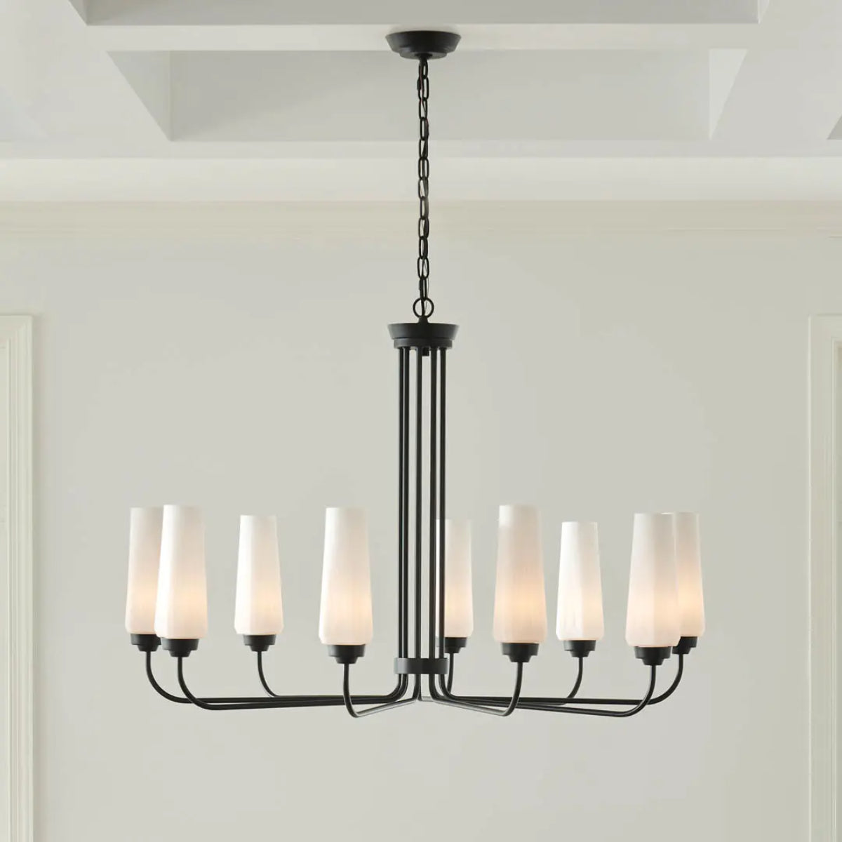 Truby 38" 9-Light Chandelier, Black Finish - Bees Lighting