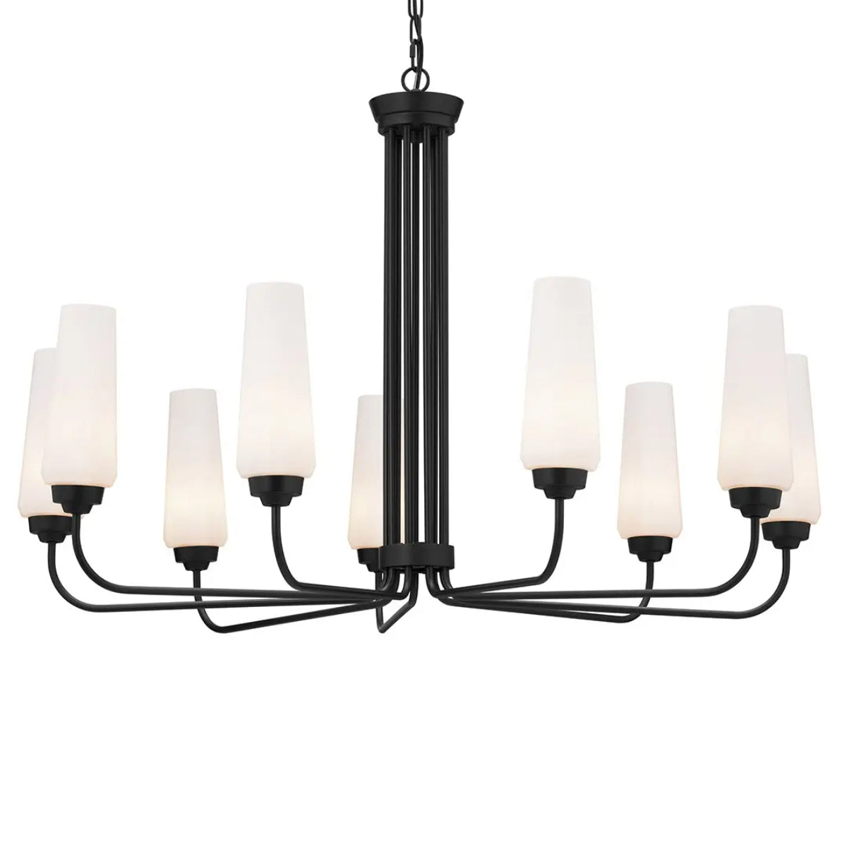 Truby 38" 9-Light Chandelier, Black Finish - Bees Lighting