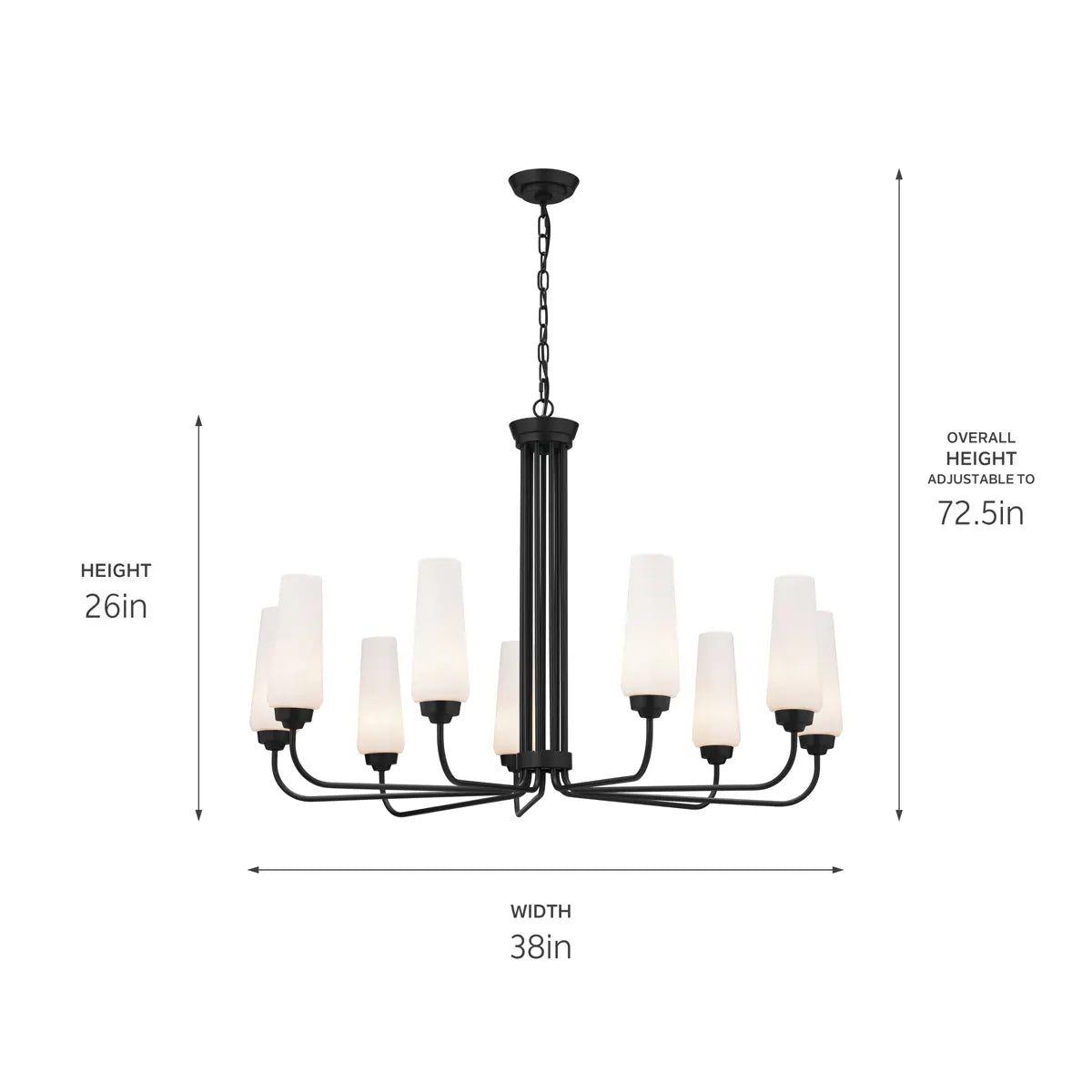 Truby 38" 9-Light Chandelier, Black Finish - Bees Lighting