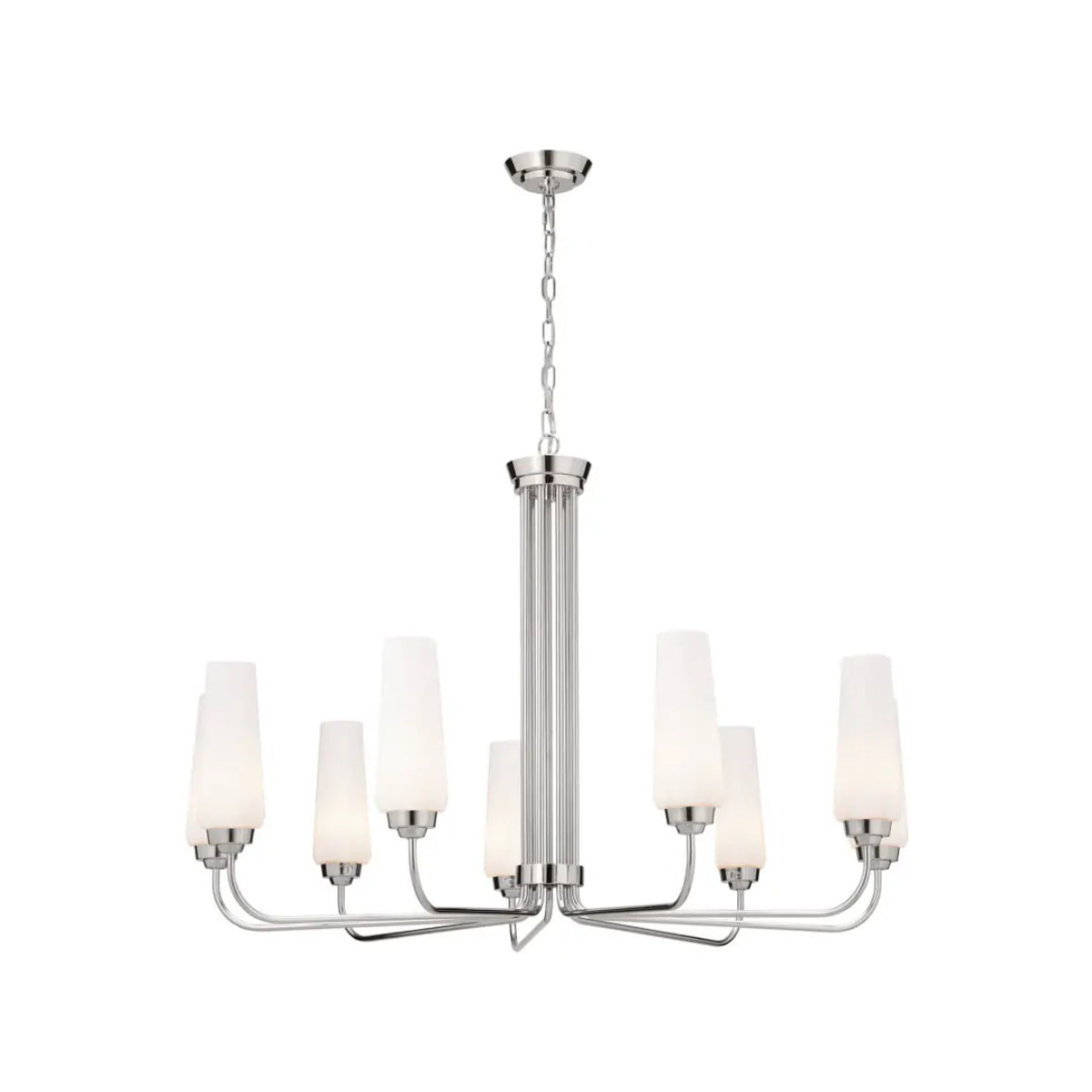 Truby 38" 9-Light Chandelier, Polished Nickel Finish - Bees Lighting