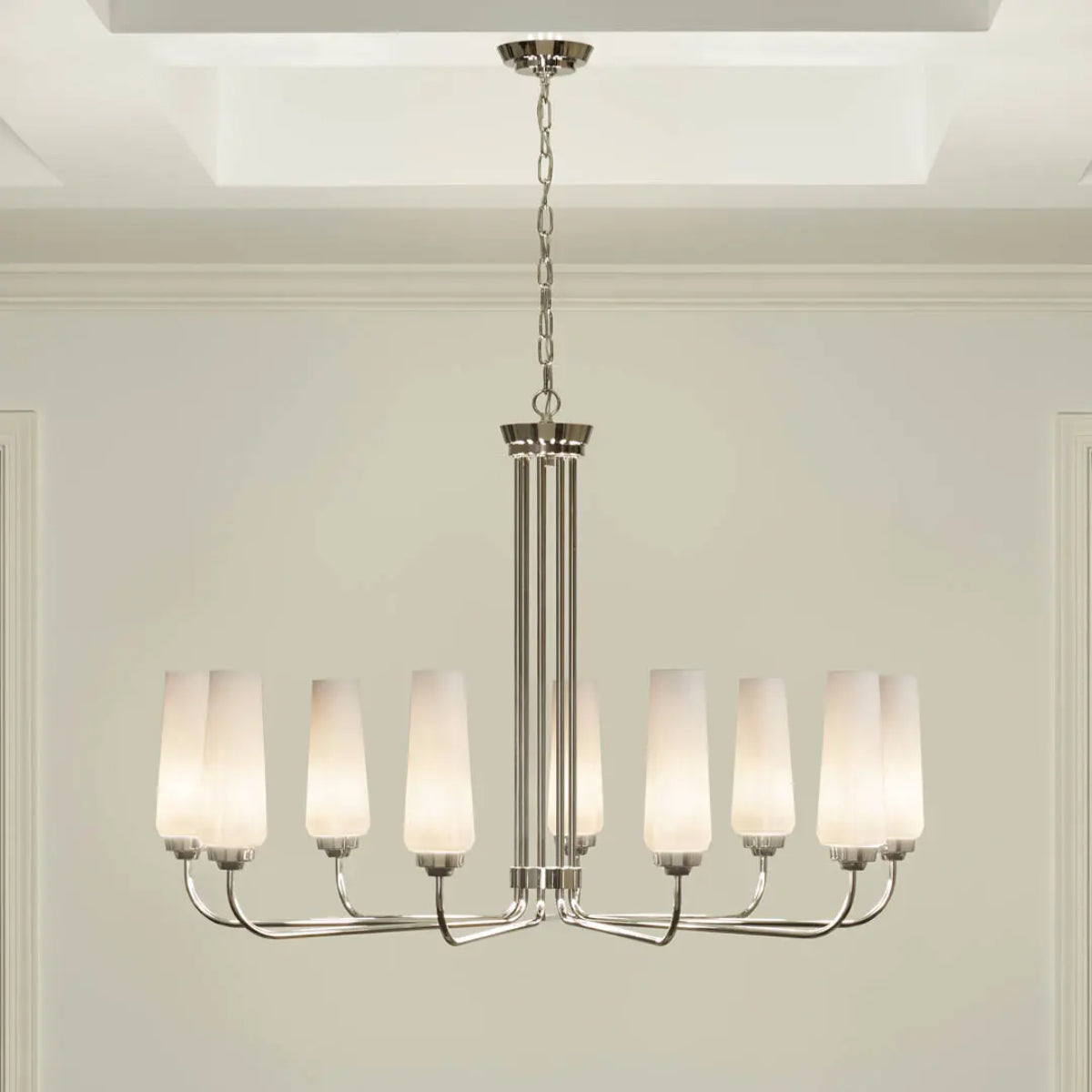 Truby 38" 9-Light Chandelier, Polished Nickel Finish - Bees Lighting