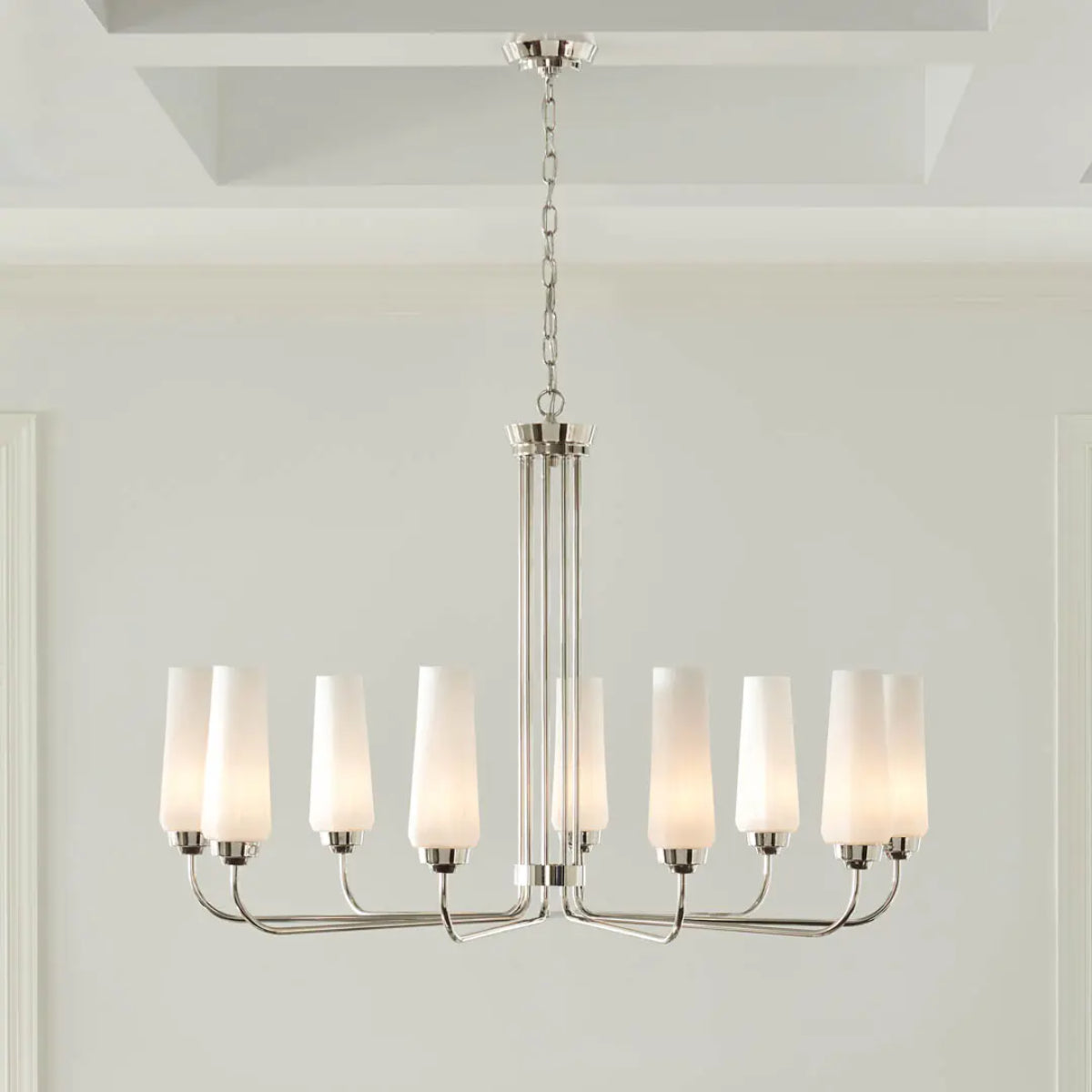 Truby 38" 9-Light Chandelier, Polished Nickel Finish - Bees Lighting