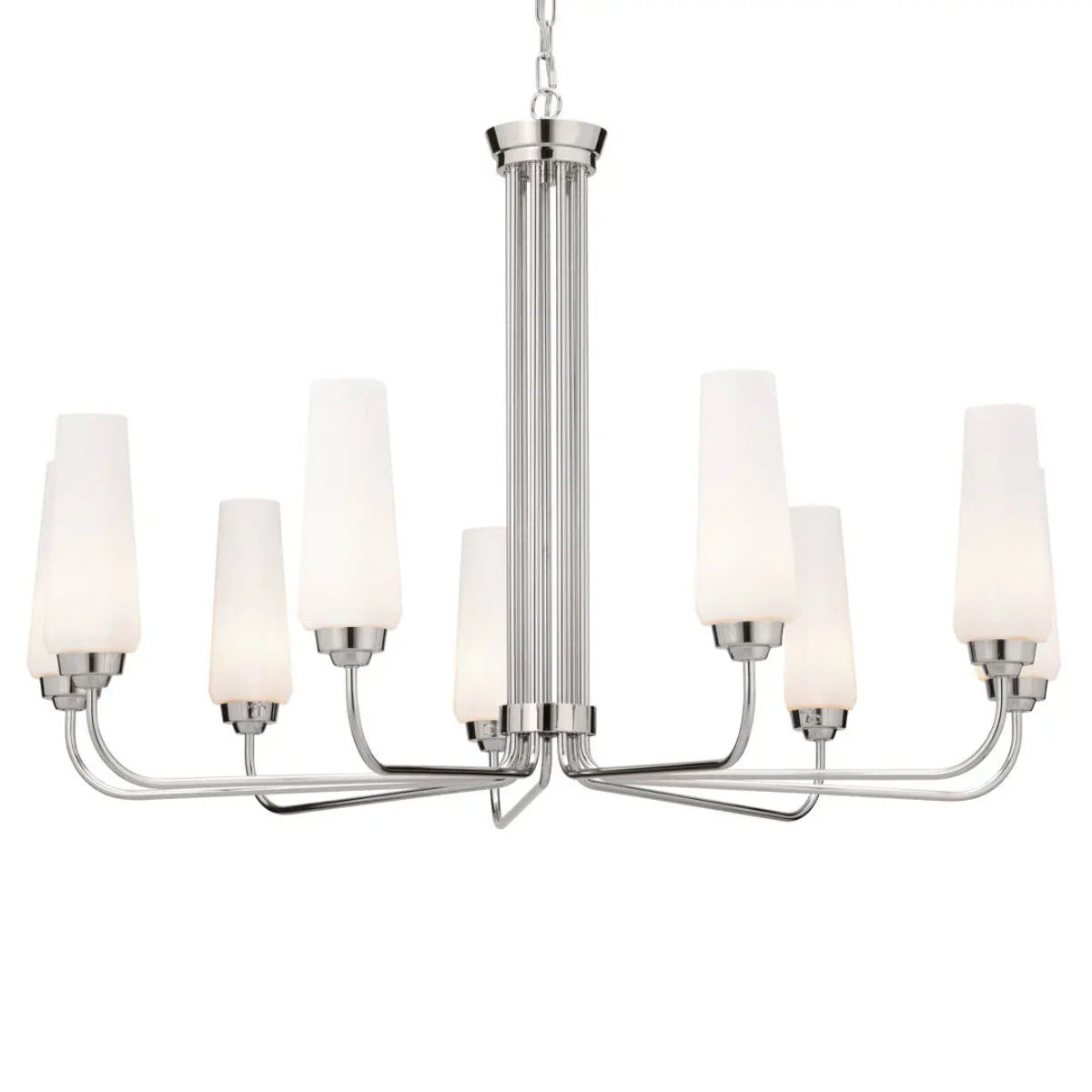 Truby 38" 9-Light Chandelier, Polished Nickel Finish - Bees Lighting