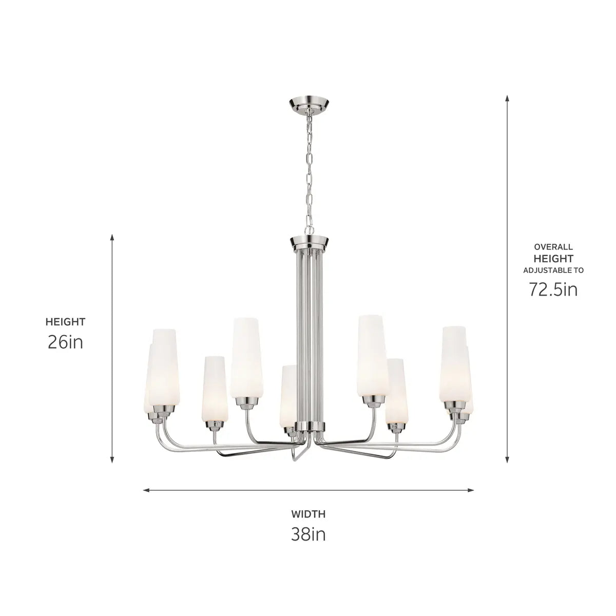 Truby 38" 9-Light Chandelier, Polished Nickel Finish - Bees Lighting