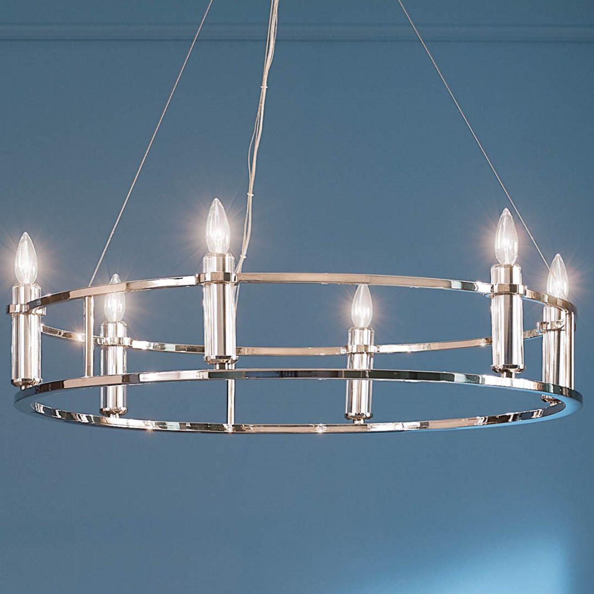 Rosalind 33 in. 6 Lights Chandelier Polished Nickel finish - Bees Lighting