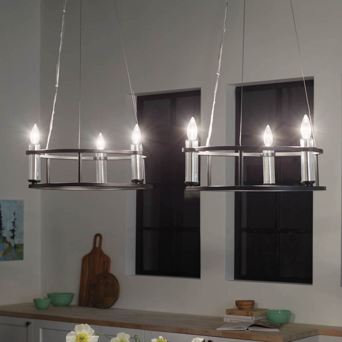 Rosalind 20 in. 3 Lights Chandelier Black finish - Bees Lighting