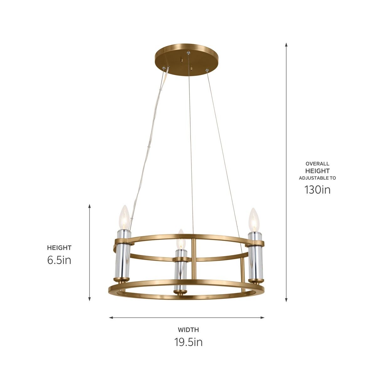 Rosalind 20 in. 3 Lights Chandelier Brushed Brass finish - Bees Lighting