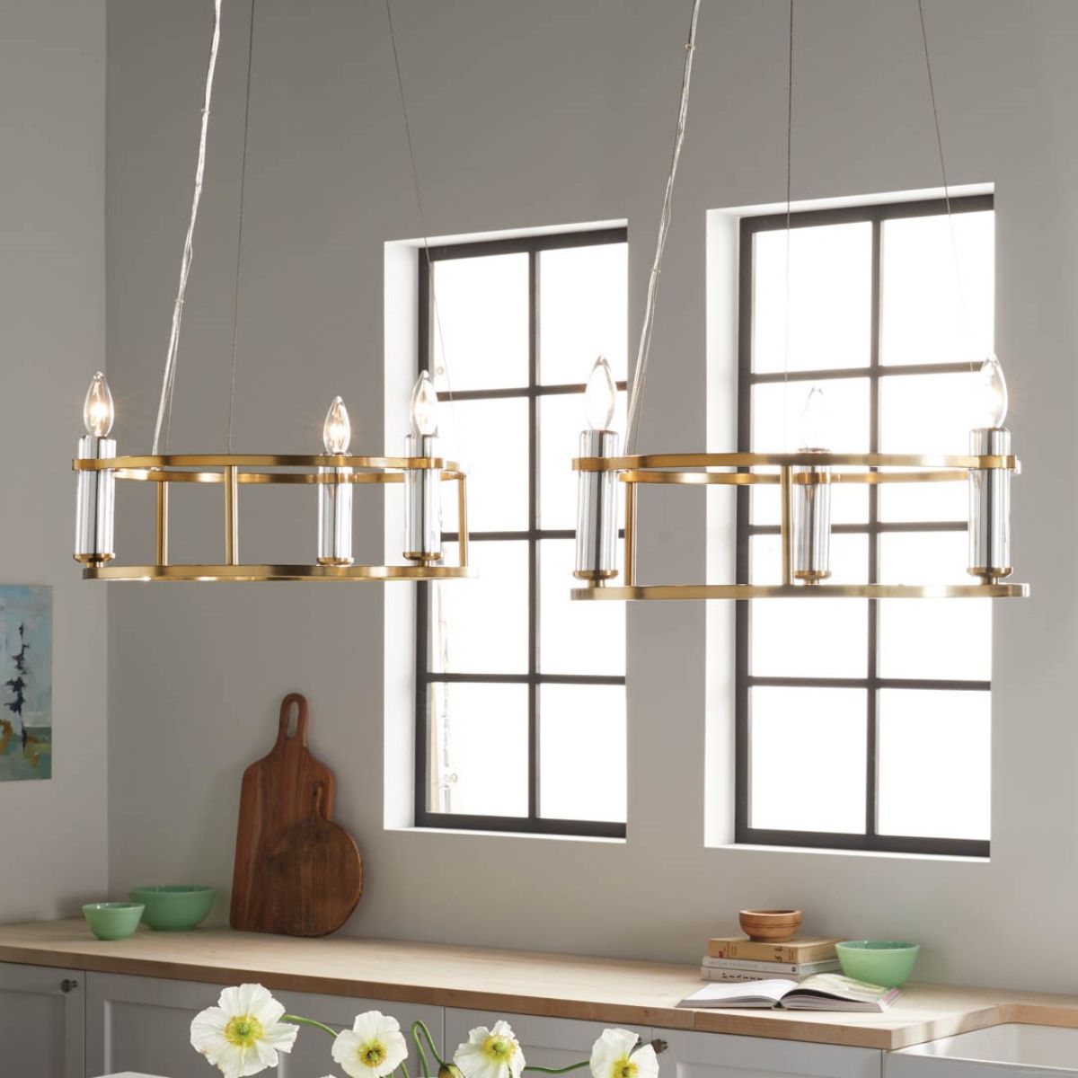 Rosalind 20 in. 3 Lights Chandelier Brushed Brass finish - Bees Lighting