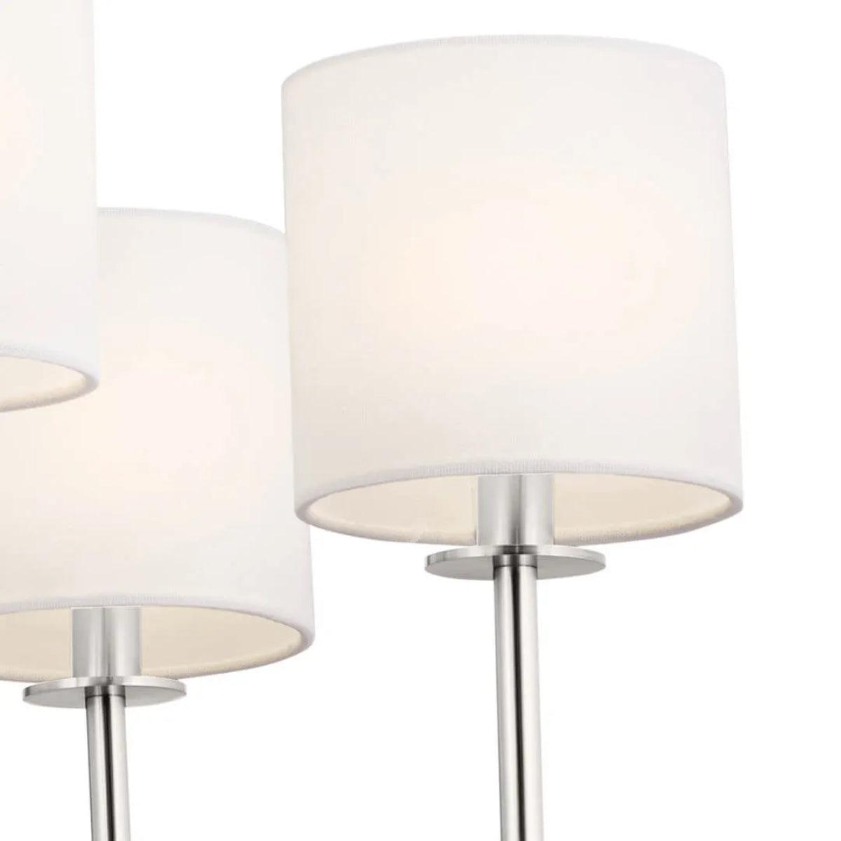 Ali 28" 6-Light Chandelier with Fabric Drum Shade, Polished Nickel Finish - Bees Lighting